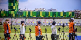 Compoundkwalificatie na noodweer gebaseerd op 36 pijlen tijdens openingsdag World Cup Madrid | Koninklijke HandboogSport Nederland