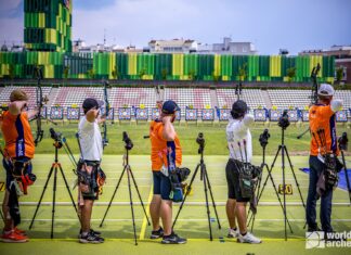 Compoundkwalificatie na noodweer gebaseerd op 36 pijlen tijdens openingsdag World Cup Madrid | Koninklijke HandboogSport Nederland